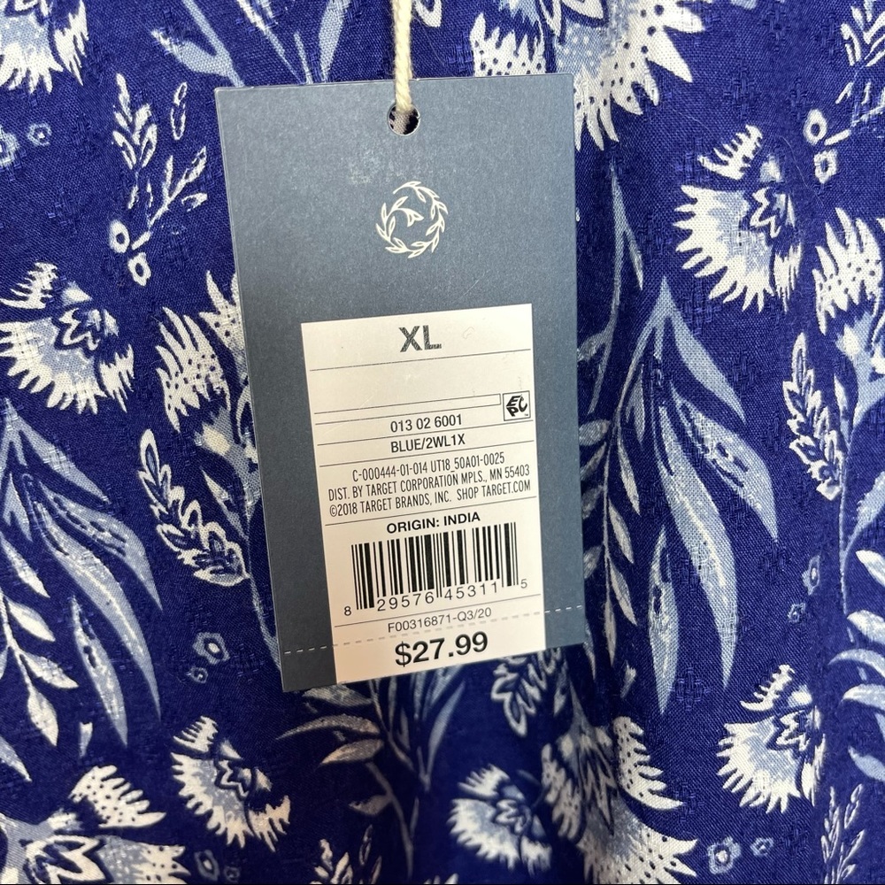 Universal Thread Puff 3/4 Sleeve Ruffle Blue Top - Picture 9 of 11